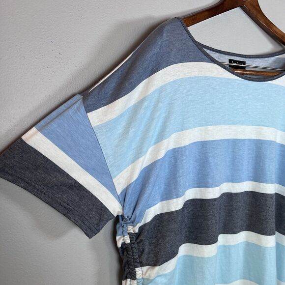 Joei & i Shirt Women’s Size 2X Short Sleeve Ruched & Side Tie Multicolor Stripe - Picture 7 of 10